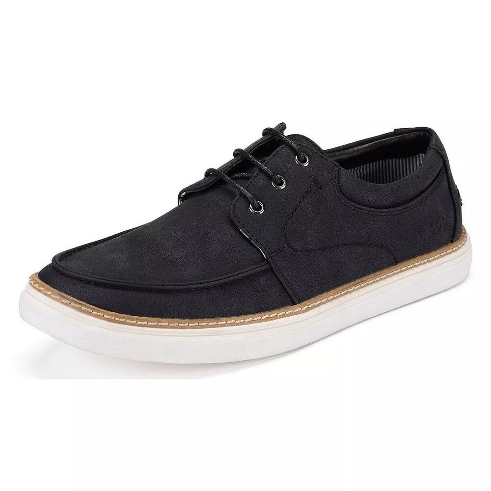 Mio Marino Men Portex Boat Shoe Sneakers Size US 10.5M Black Faux Leather